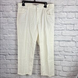 Alberto Men's Light Cream Chinos Linen Stretch 34x34